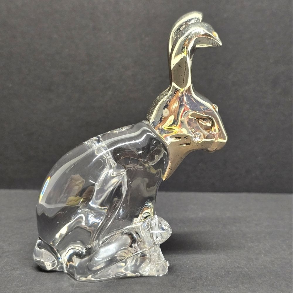 Vintage Lenox Pave Jewels Crystal Bunny Figurine Metal Head With Rhinestones